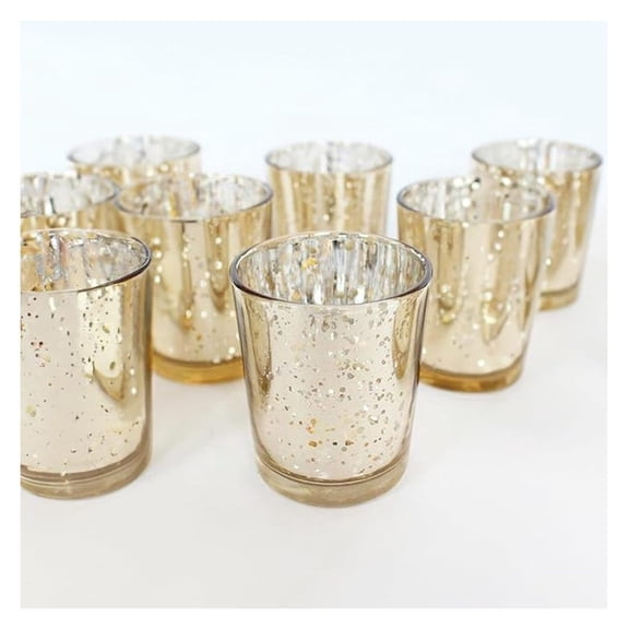 WGV Speckled Tea Light Votive Candle Holder 2.2x2.75, Small Tiny Utility Cylinder Glass Vase, Home Accent Decor, 24 Pieces