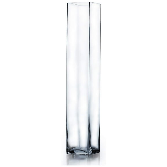 WGV Square Glass Vase 24" Tall - Clear Floral Container, Modern Home Decor, Wedding Centerpieces, Terrarium Planter - 4" x 24" - 1 Piece