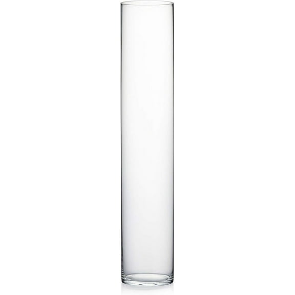 WGV Tall Cylinder Glass Vase, Open Width 6", Height 31", Clear Large Floral Container, Planter, Centerpieces for Wedding Party Event, Home Office Decor, 1 Piece