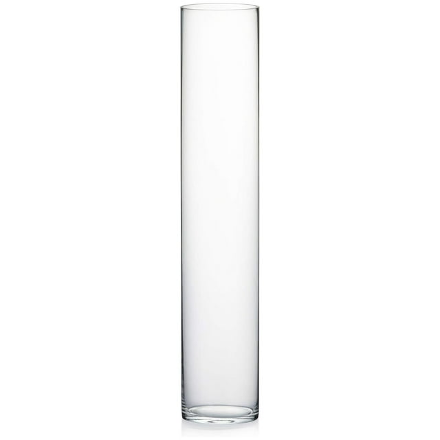 WGV Tall Cylinder Glass Vase, Open Width 6", Height 31", Clear Large