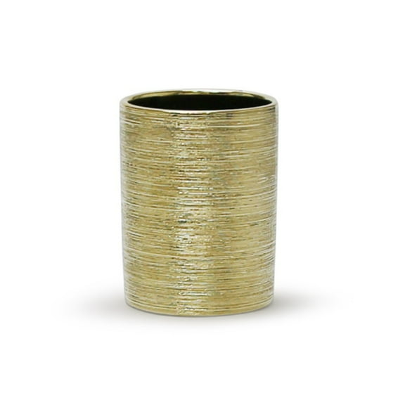 WGV Textured Gold Ceramic Cylinder - 4" Wide x 6" Height, Good quality, Heavy Weighted Base - 1 Pc