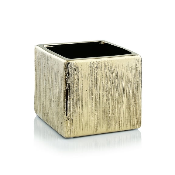 WGV Textured Gold Square Cube - 5.5" Wide x 5" Height, Good quality, Heavy Weighted Base - 1 Pc