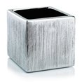 thumbnail image 1 of WGV Textured Silver Ceramic Square Cube - 3" Wide x 3" Height, Good quality, Heavy Weighted Base - 1 Pc, 1 of 7
