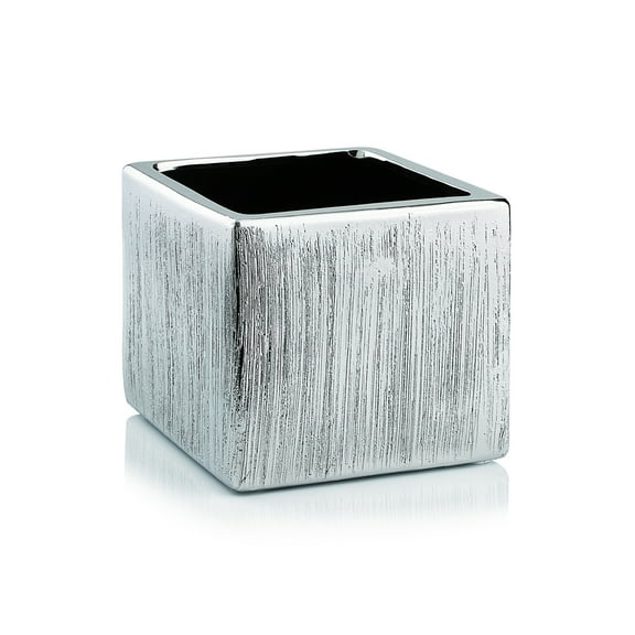WGV Textured Silver Square Cube - 5.5" Wide x 5" Height, Good quality, Heavy Weighted Base - 1 Pc