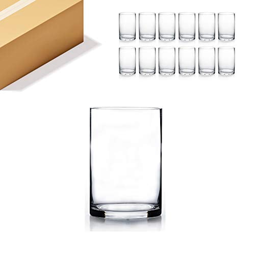 WGVI Quality Thick Weighted Tall Clear Cylinder Glass Vases, 4" W x 28
