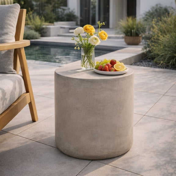 WGYPRIME 15.75"Outdoor Concrete Side Table, LightWeight End Table, Small Coffee Table