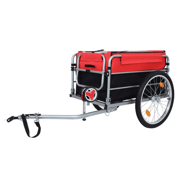 WGYPRIME Bike Cargo Trailer, Heavy Duty Bicycle Wagon Cart with Safe Hitch System, Removable Cover, Oxford Fabric and 20" Whee, Foldable Bike Trailer for Cycling Travel