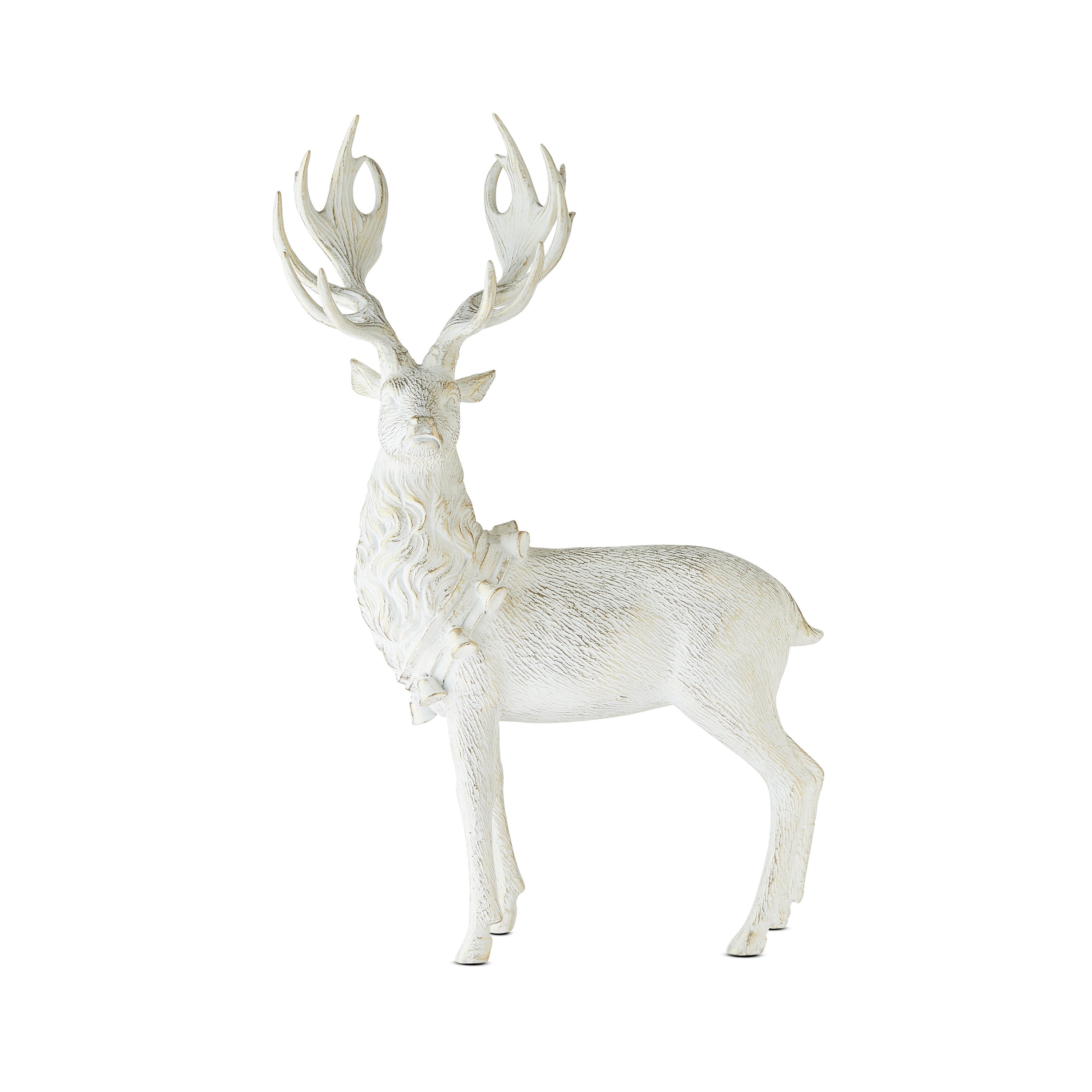 My Texas House White Champagne Standing Deer Christams Tabletop Decoration, 17.25 in