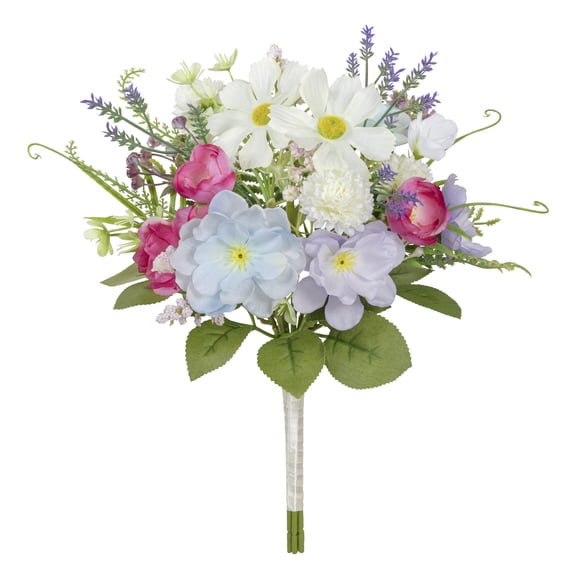 12" Artificial Silk White Daisy & Mum Mixed Summer Bundle, for Indoor Use, by Mainstays
