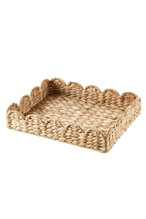 Home Decor Collection 11" x 14" Scalloped Woven Natural Water Hyacinth Tray