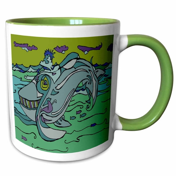 WHALE IN THE OCEAN 15oz Two-Tone Green Mug mug-211791-12