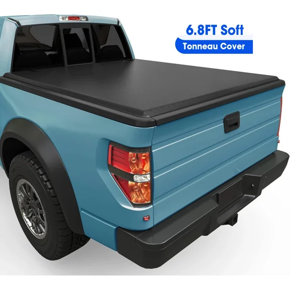 WHALEMOTOR Truck Bed Tonneau Cover Compatible with Ford Super Duty 6.8 ft Standard Box, 1999-2026 F250 F-250 F350 F-350, Soft Folding Style(Quad Fold)