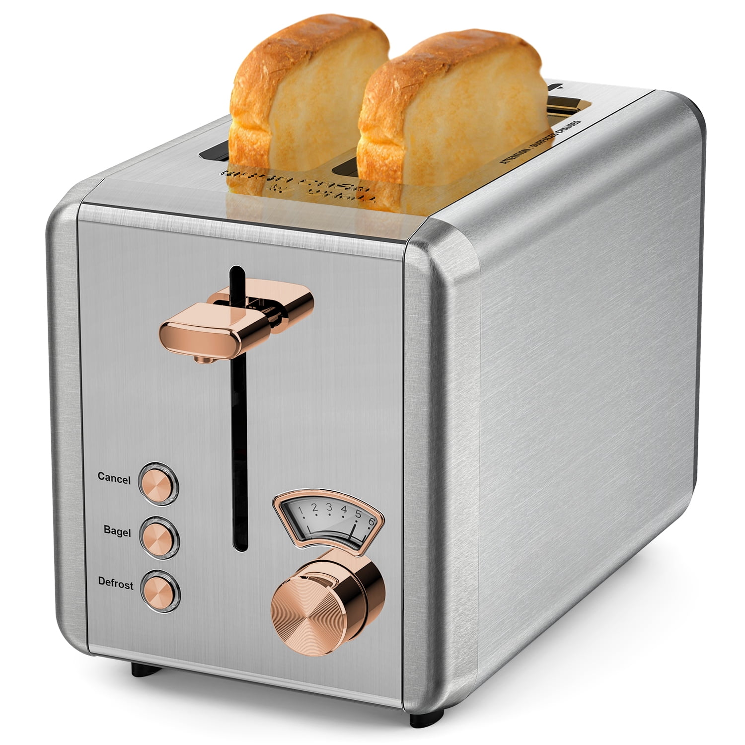 WHALL® 2 Slice Toaster - Stainless Steel Toaster with Wide Slot, 6 ...