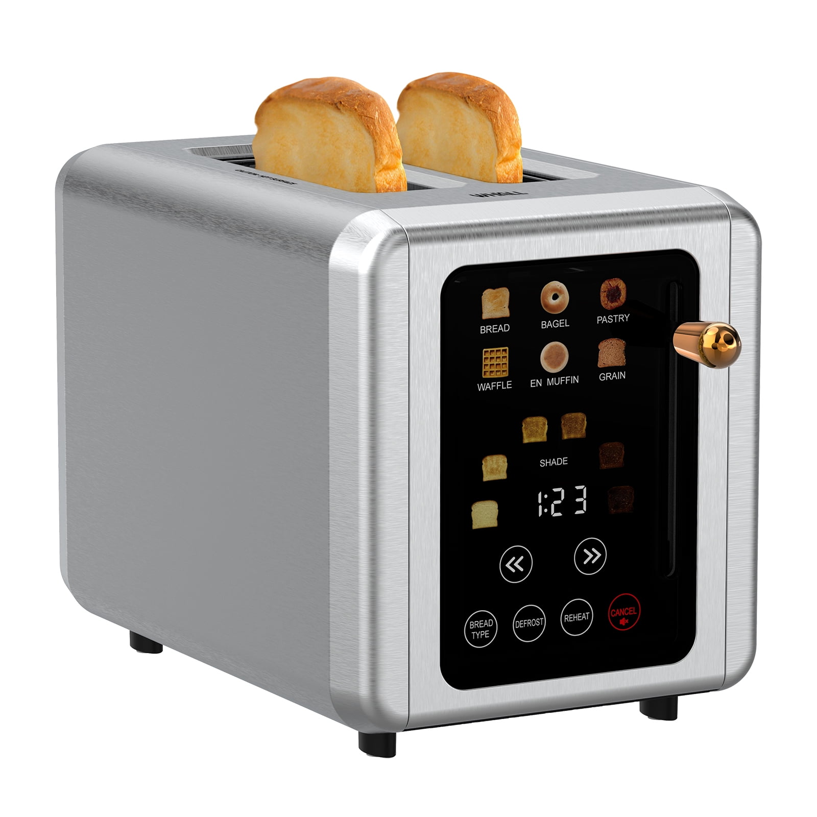 WHALL 2 Slice Touchscreen Toaster Stainless Steel Toaster with Wide
