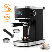 WHALL 20 Bar Espresso Machine, Touch Screen Coffee Maker with Milk Frother Steam Wand, Custom Coffee Volume, 1500W, 1L Removable Water Tank