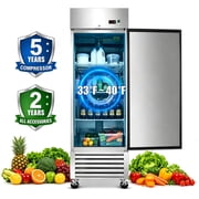 WHALLPRO 27 Commercial Refrigerator, 23 cu. ft. Stainless Steel Upright Fridge, Digital Temp Control, Auto Defrost, Adjustable Shelves