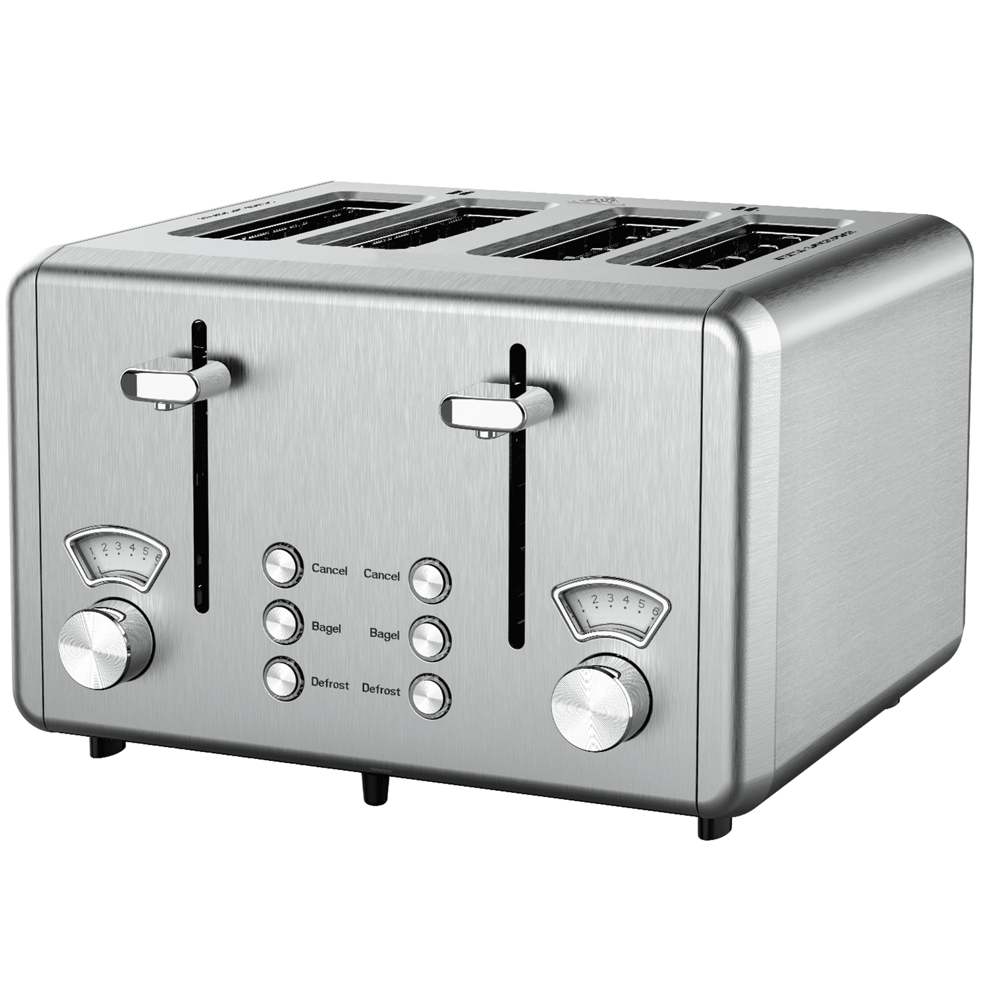 WHALL 4 Slice Toaster - Stainless Steel Bagel Toaster with Dual Control Panels, 6 Shade Settings,Silver - Walmart.com