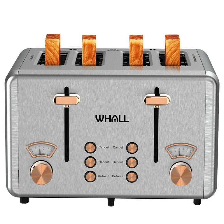 WHALL 4 Slice Toaster Stainless Steel Bagel Toaster with Dual Control Panels Wide Slot 6 Shade Settings Removable Crumb Tray Shop Black Friday Deals for 2024 Walmart