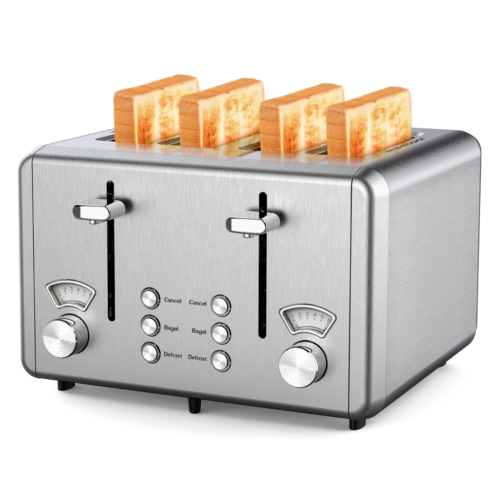 WHALL 4 Slice Toaster - Stainless Steel Bagel Toas
