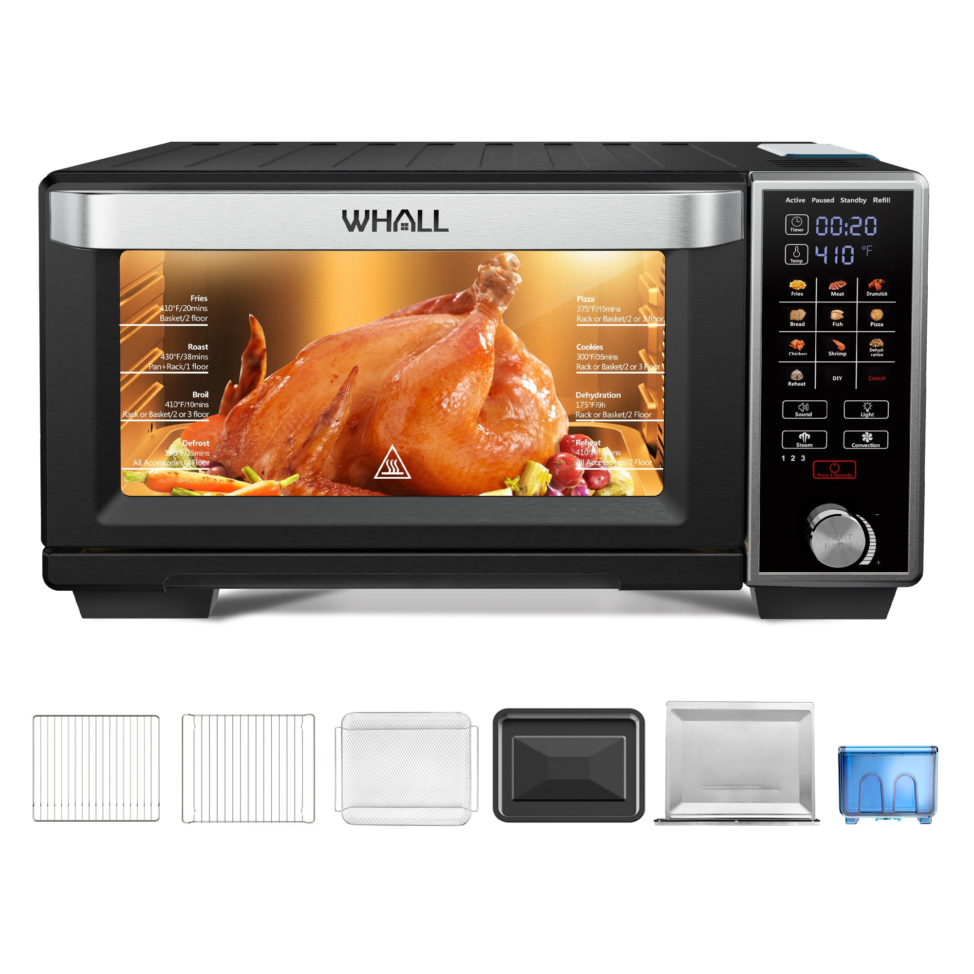 WHALL® Air Fryer Oven 30QT Stainless Steel Touchscreen Convection