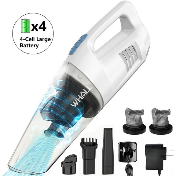 WHALL Cordless Handheld Vacuum, Wet/Dry 2-in-1, 8500PA Powerful Suction, LED Light, Ultra Lightweight & Portable