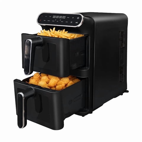 WHALLSE Dual Basket Digital Air Fryer Oven with View Windows, 2 Independent 5.5 Qt Baskets, 1650W, New