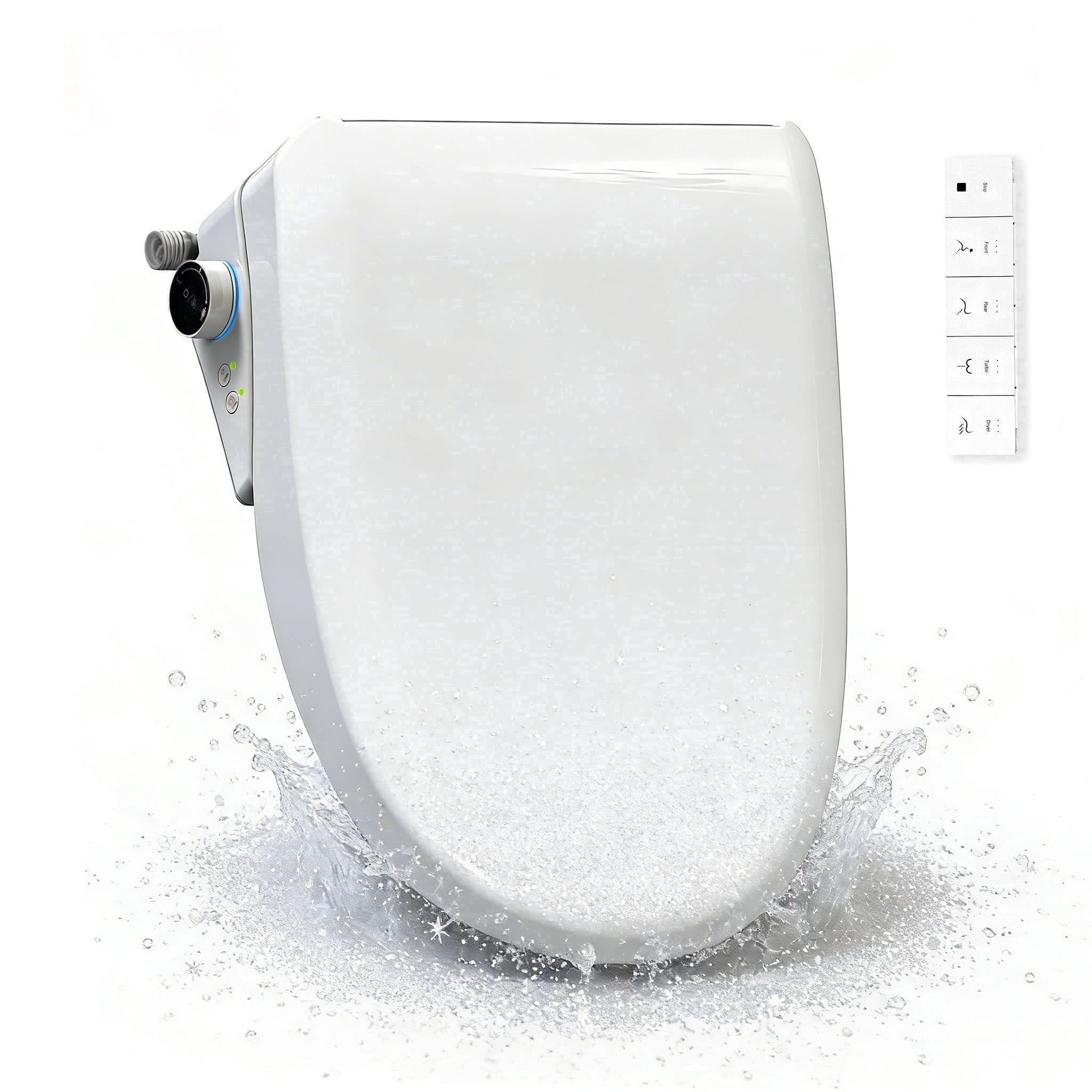 WHALLULTRA Elongated Bidet Toilet Seat with Remote Control, Heated Seat Smart Toilet Seat, Instant Warm Water, Stainless Steel Nozzle, White