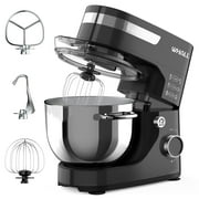 WHALL Stand Mixer - 5.5Qt 12-Speed Tilt-Head Electric Kitchen Mixer with Dough Hook/Wire Whip/Beater, Stainless Steel Bowl (Black) New