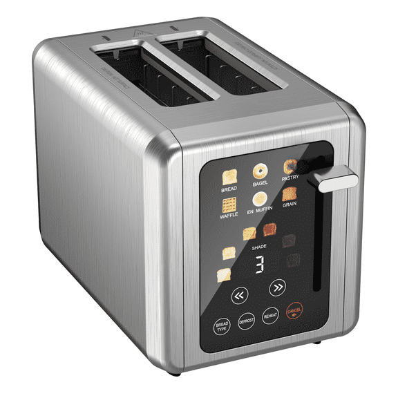 WHALLULTRA Touchscreen Toaster 2 Slice, Stainless Steel, 1.5 " Wide Slots, Bagel, Defrost, 850W