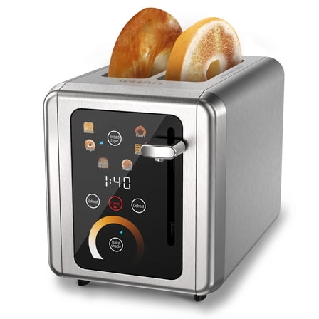 WHALLULTRA Touchscreen Toaster 2 Slice, Stainless Steel, 1.5 " Wide Slots, Bagel, Defrost, 850W