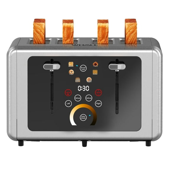 WHALLULTRA Touchscreen Toaster 4 Slice - Stainless Steel Toaster, 6 Shade Settings, Extra Wide Slots Toaster