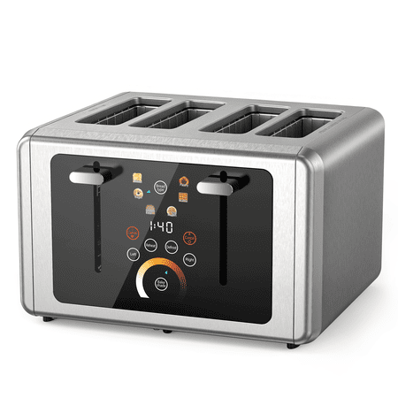 WHALLULTRA Touchscreen Toaster 4 Slice - Stainless Steel Toaster, 6 Shade Settings, Extra Wide Slots Toaster