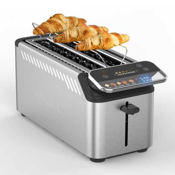 WHALLPRO The New Touch Screen Toaster 4 Slice Stainless Steel, Digital Timer, Sound 6 Bread Types & Shades