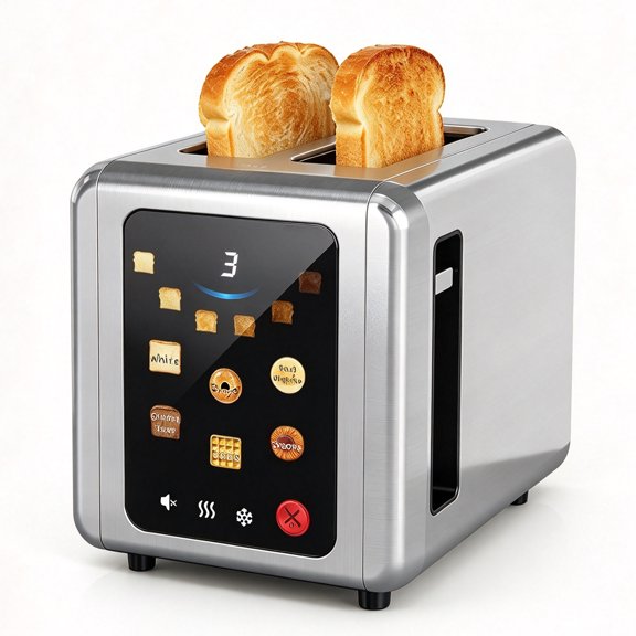 WHALLULTRA Touchscreen Toaster 2 Slice, Stainless Steel with 1.5" Wide Slots, 6 Bread Types & 6 Shade Settings