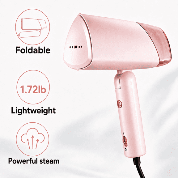 WHALLULTRA Foldable Handheld Steamer, Portable Lightweight Wrinkle Remover with Fast Heating & Powerful Steam, Compact Design Garment Steamer for Home and Travel