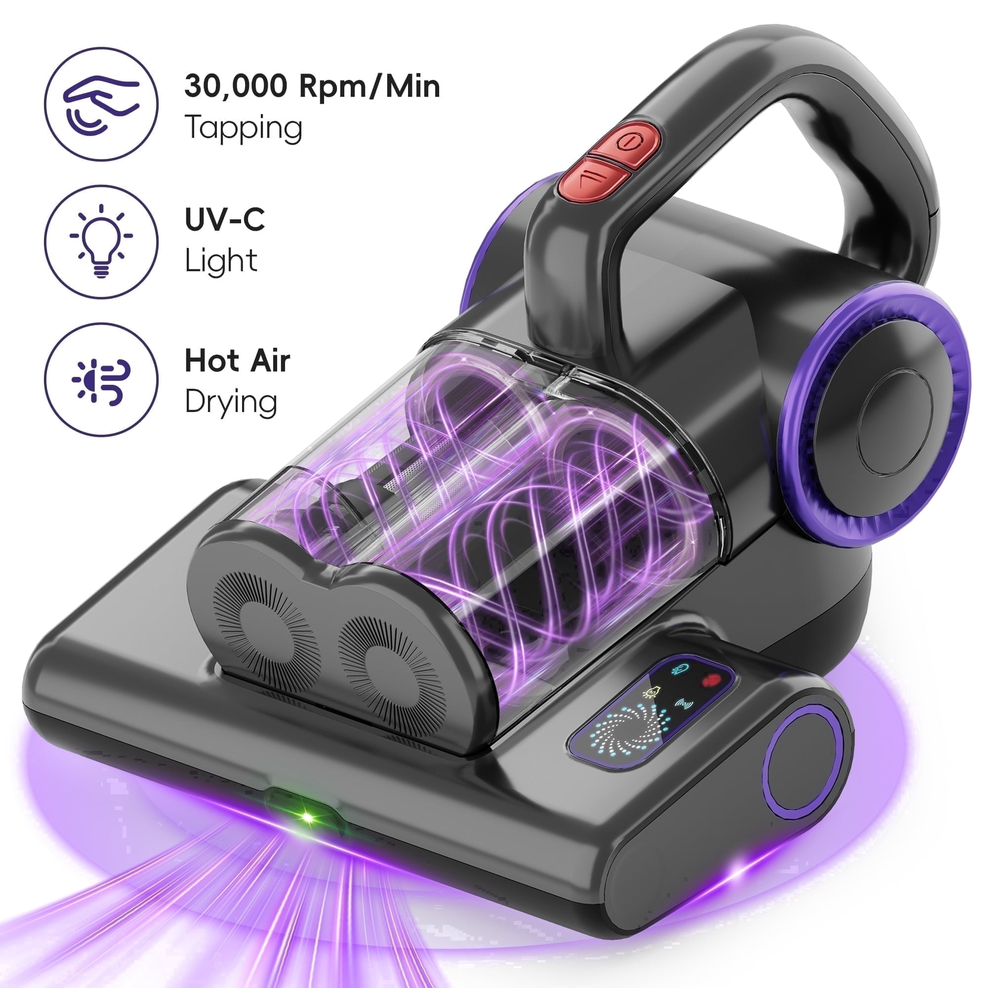 WHALLULTRA Mattress Vacuum Cleaner with 253.7nm UV-C Light, Bed Mattress Vacuum Cleaner , Hepa Filter & Ultrasonic, Handheld Vacuum Corded for Bed, Sofa, Couch, Crib