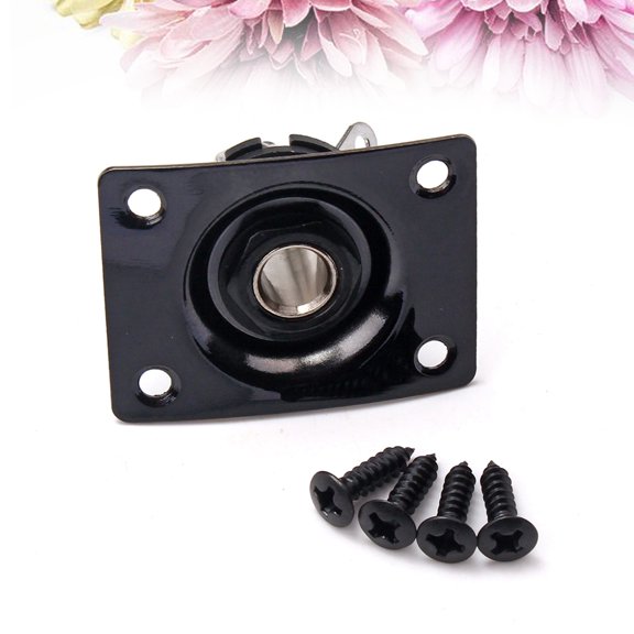 WHAMVOX 1/4 Inch 6.35mm Guitar Jack Plate Socket Copper Output Plug with Screws for Electric Guitar and Bass Black