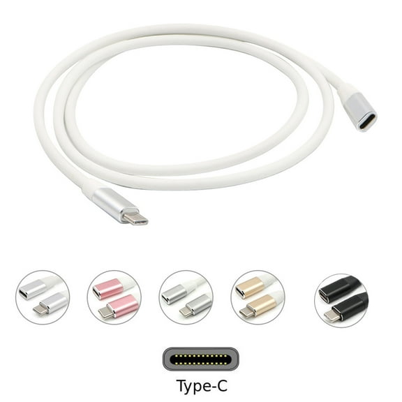 WHAMVOX 1 Meter Type-C Cable Extender USB 3.1 USB C Male to Female Extension Cord Compatible Pro Note 8 (Silver)