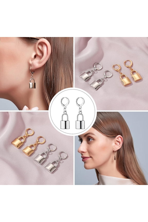 1 Pair All-match Lock Earrings Creative Earrings Punk Style Hip-hop Earrings