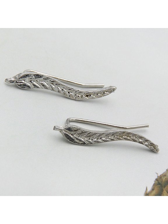 1 Pair Stylish Leaf Ear Climbers Delicate Crawler for Women, Jewelry Accessories