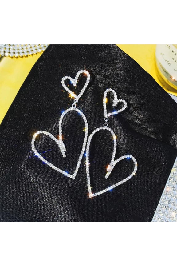 Heart Shaped Dangling for Women, 1 Pair, 2.8 x 0.6 Inches Stylish Jewelry