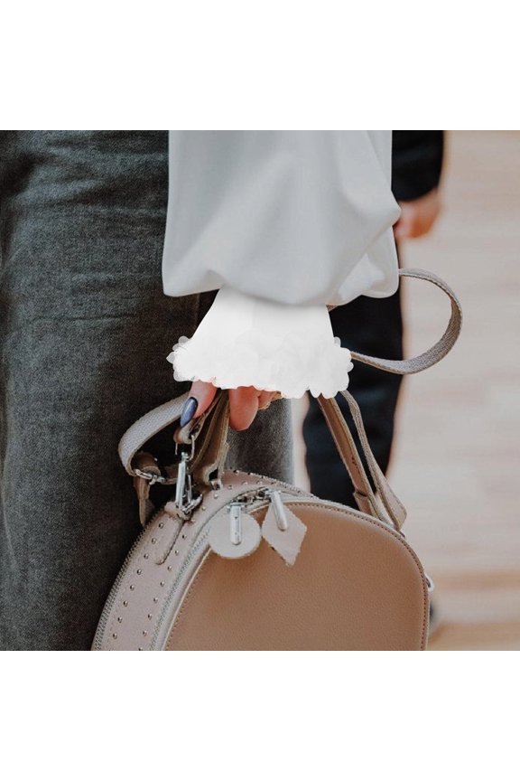 1 Pair Of Delicate Chiffon Floral Fake Cuffs For Women Detachable Ruffle Sleeves Fashionable Costume Decor Ruffle Sleeve Faux Cuff Decoration