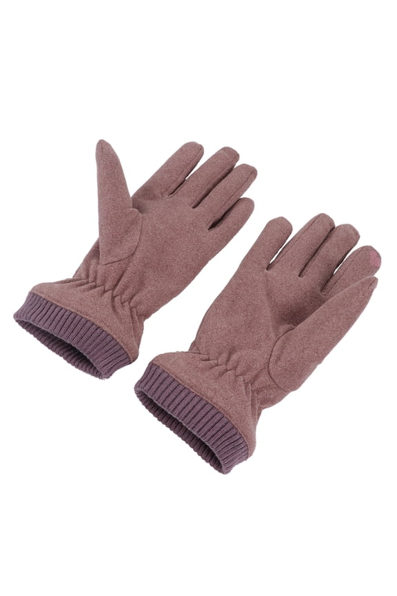 Womens Double-Layer Thermal Winter Gloves, 1 Pair Warm Rose-Colored Gloves for Cold Weather