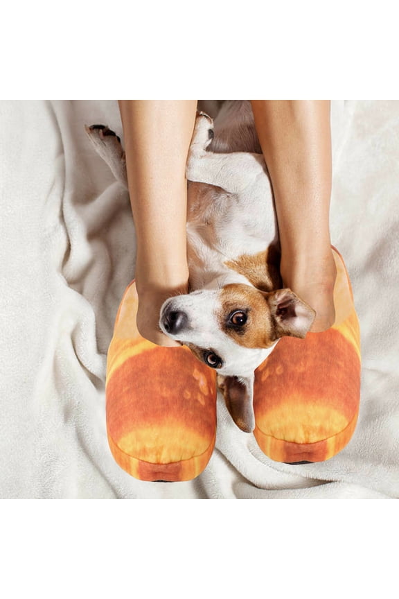 1 Pair Winter Slippers Non-slip Slippers Bread Slippers Sponge Shoes for Home