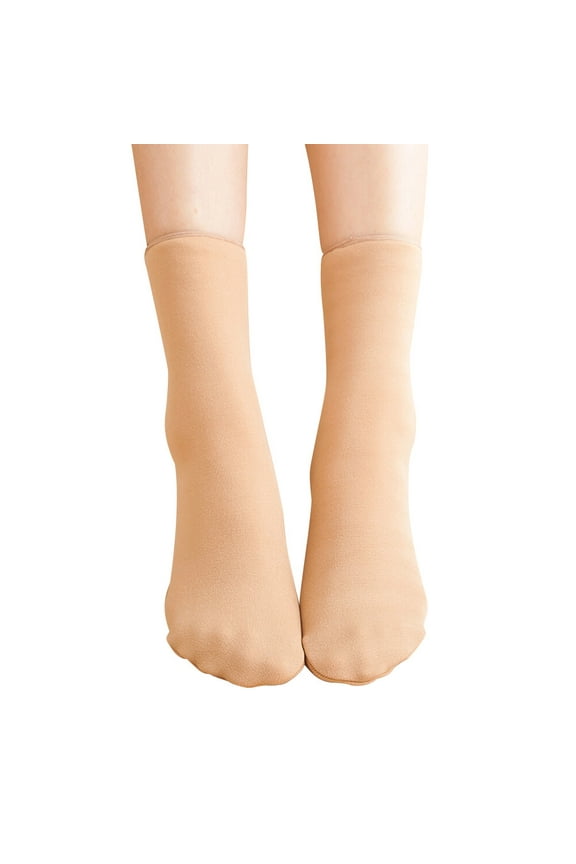 1 Pair of Winter Warm Thickened Thermal Middle Tube Socks for Women Lady Girl (Skin Color)
