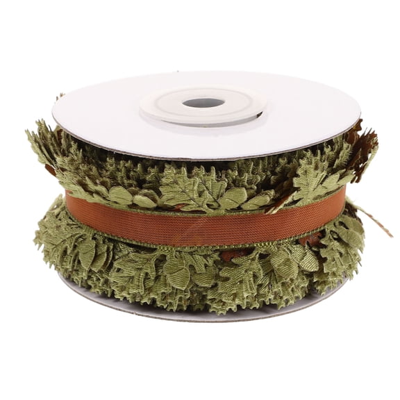 WHAMVOX 1 Roll Christmas Leaf Shape Ribbon Trim Embellishment for Birthday Valentine Day Christmas Party Crafts Present Wrapping Wreath DIY 10m