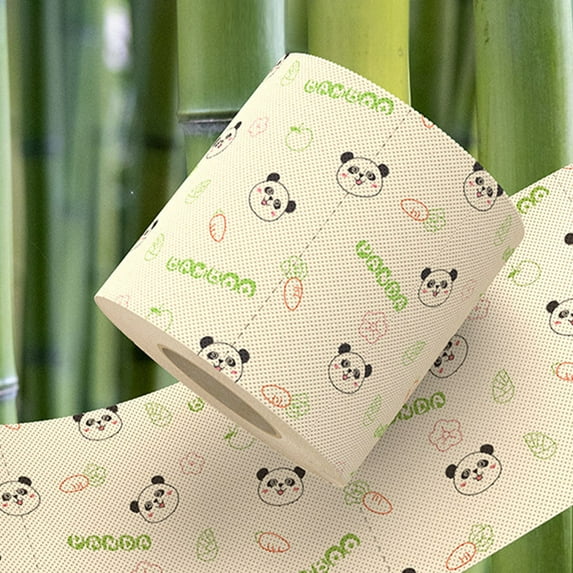 WHAMVOX 1 Roll Of Cute Panda Printed Toilet Paper Bamboo Pulp Toilet Paper For Bathroom Decorative Toilet Paper Fancy Bamboo Paper Towel Toilet Paper Tissue