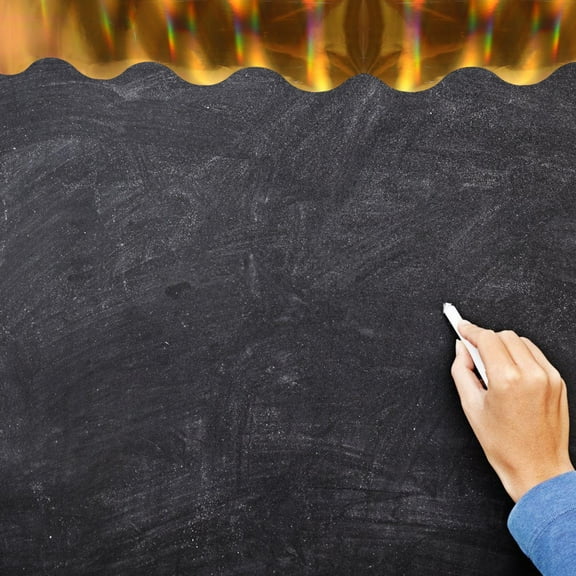 WHAMVOX 1 Roll Golden Bulletin Board Border Trim Scalloped Classroom Decor Stickers Poster Board Framing for Event Party Backdrop Arrangements 7.6CM*10M