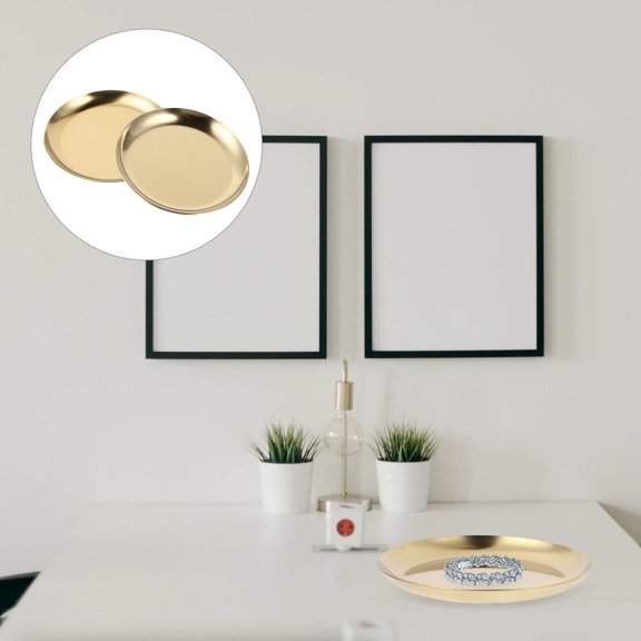 ROMANSENTIAL 1Set Golden Multipurpose Plate for Jewelry Storage and Soap