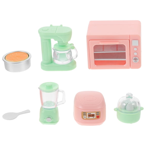 WHAMVOX Miniature Dollhouse Kitchen Playset with Rice Cooker, Oven, Juice Extractor - Realistic Toy Appliances for Kids Imaginative Play